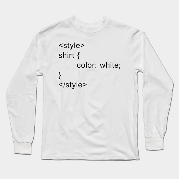 HTML Style - White Long Sleeve T-Shirt by joshthecartoonguy